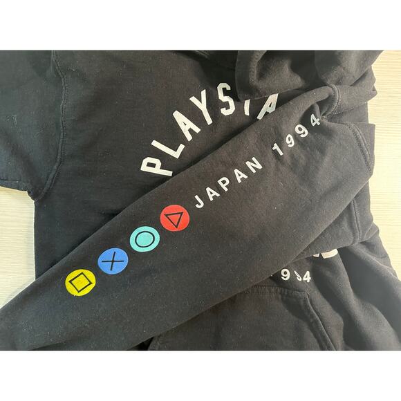 Playstation Retro Japan 1994 PS Black Pullover Hoodie Sweatshirt Size Small - Picture 6 of 8